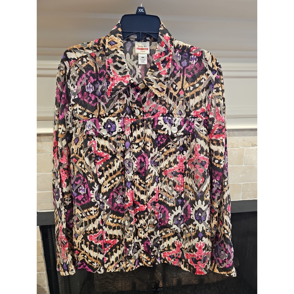 Ruby Red Favorites 18W Blouse Long Sleeve Sheer